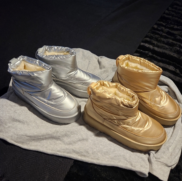 Charlotte Russe Gold And Silver Metallic Platform Boots size 10 - Picture 6 of 7